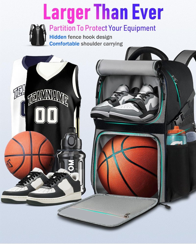 LOINTET Basketball Bag Backpack with Ball Holder Shoes Compartment, Large Basketball Accessories Sports Bag - Image 3
